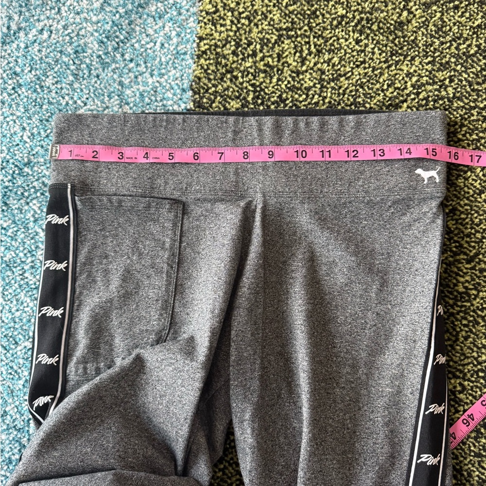 PINK Victoria's Secret Charcoal Leggings with Black Side Stripe - Picture 6 of 8